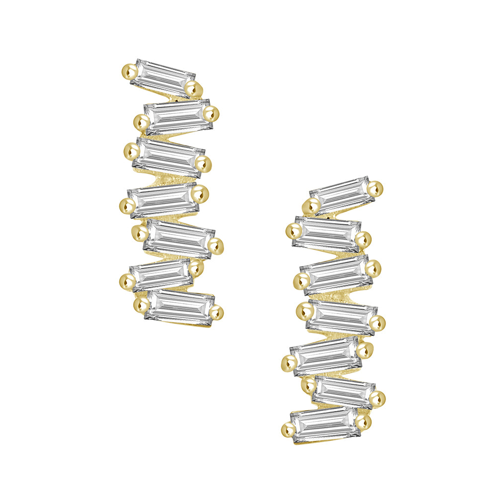 Baguette Crown Studs