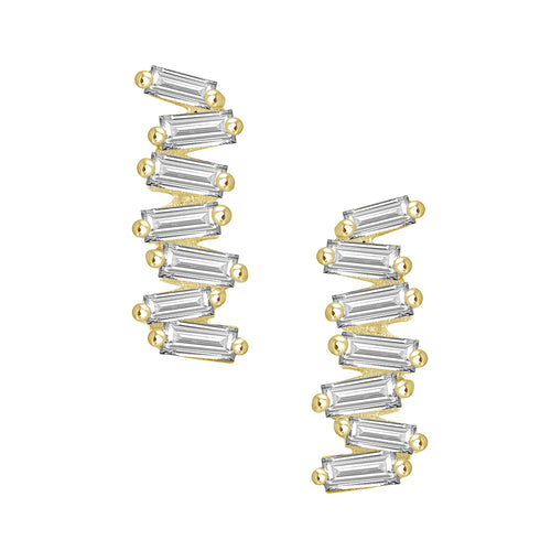 Baguette Crown Studs