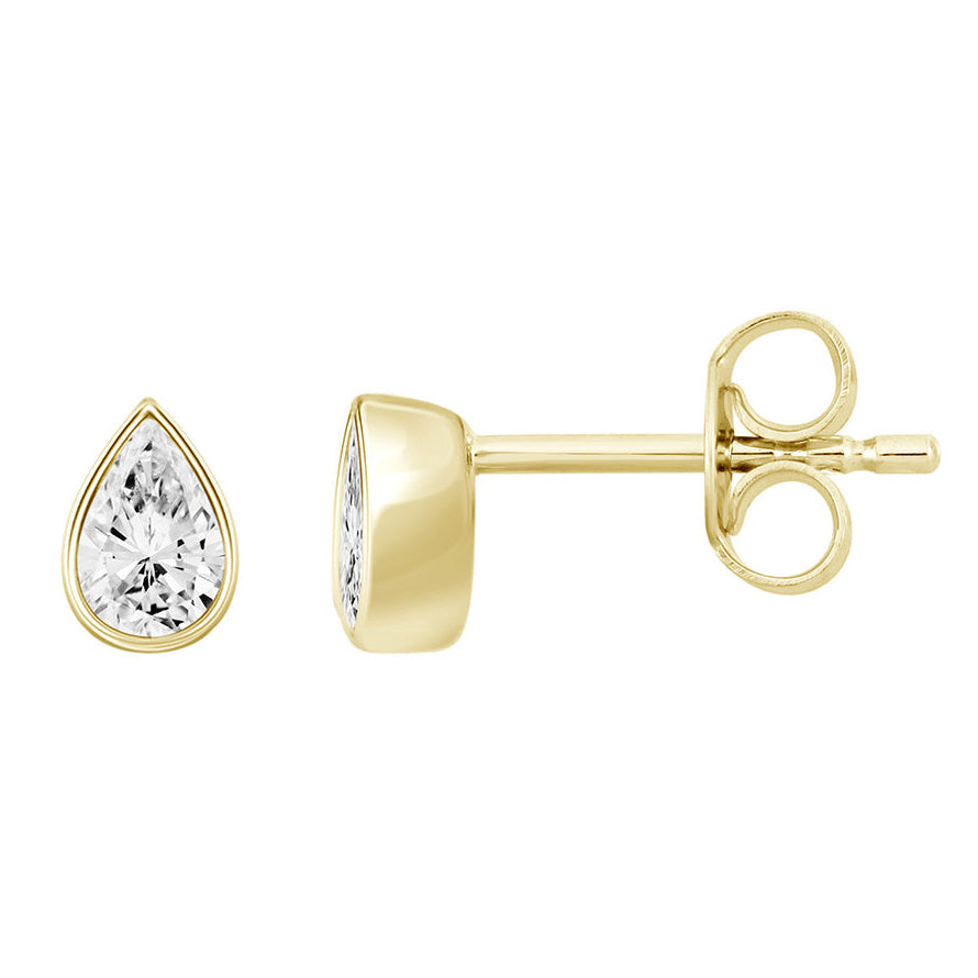 Pear Solaria Bezel Stud