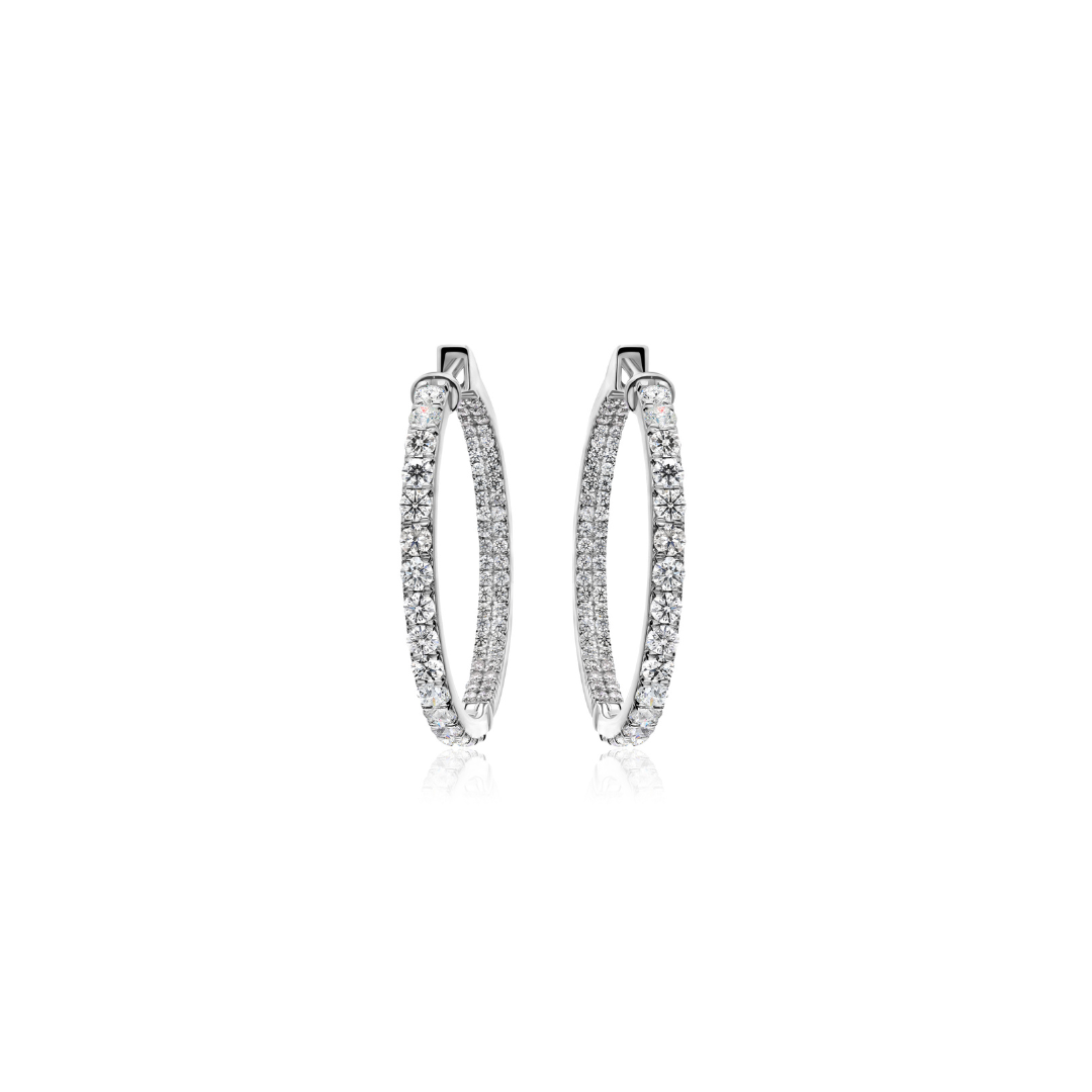 Classic Diamond Hoops by STUDIOHERSBY in 18K white gold with natural diamonds
