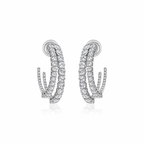 Double Curve Diamond Hoops by STUDIOHERSBY in 18K white gold with natural diamonds