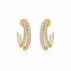 Double Curve Diamond Hoops by STUDIOHERSBY in 18K yellow gold with natural diamonds