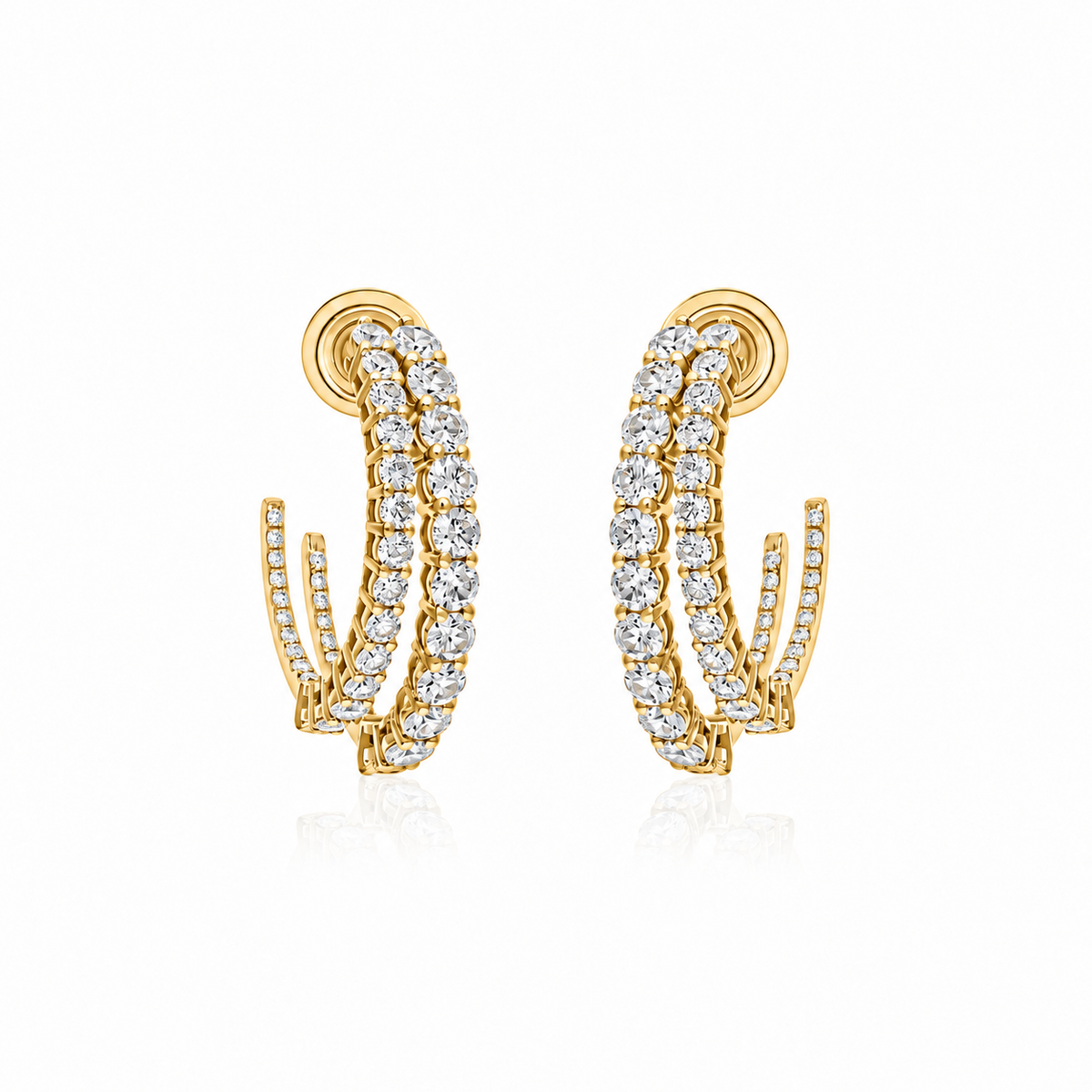 Double Curve Diamond Hoops by STUDIOHERSBY in 18K yellow gold with natural diamonds
