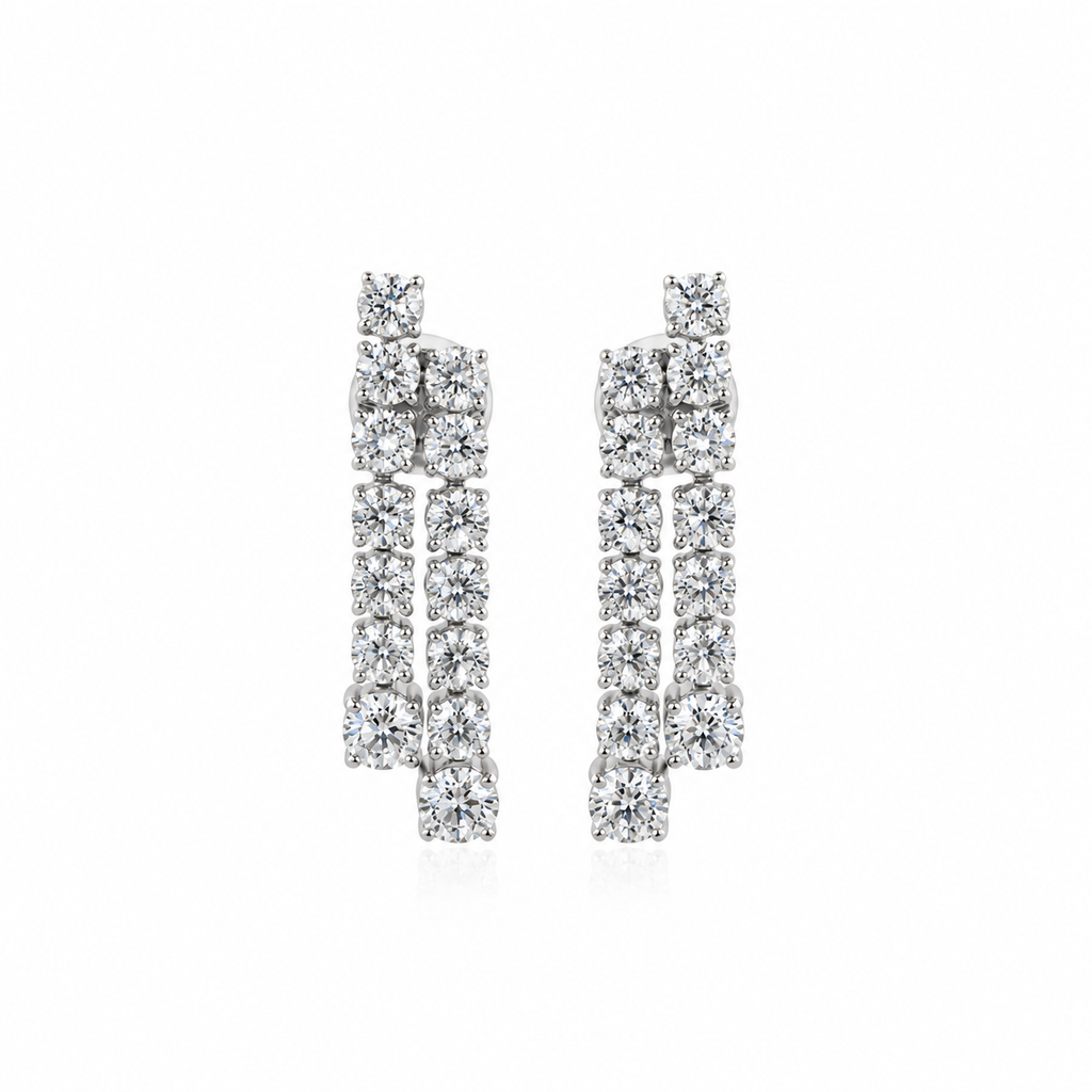 Double Diamond Drop Earrings by STUDIOHERSBY in 18K white gold with natural diamonds