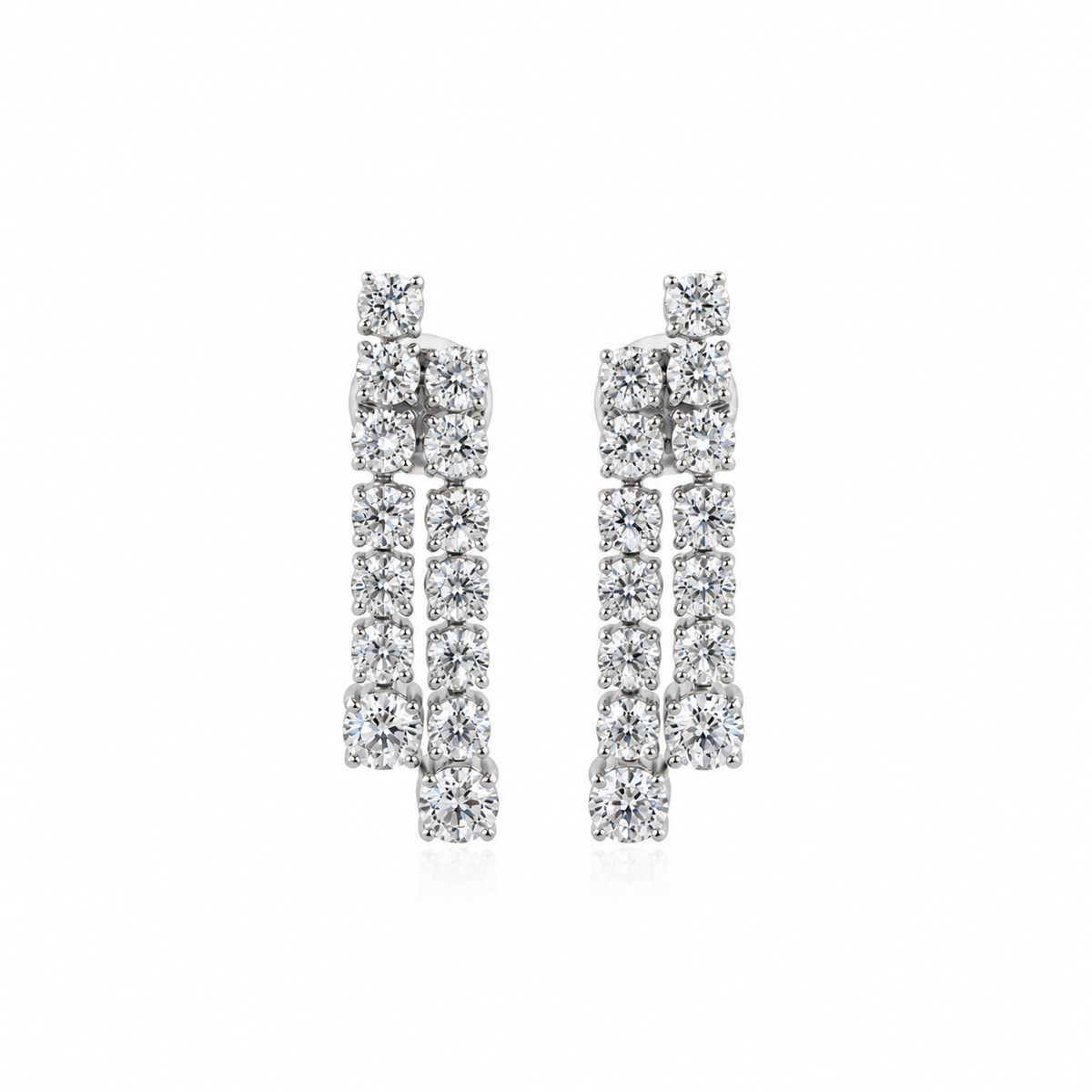Double Diamond Drop Earrings by STUDIOHERSBY in 18K white gold with natural diamonds