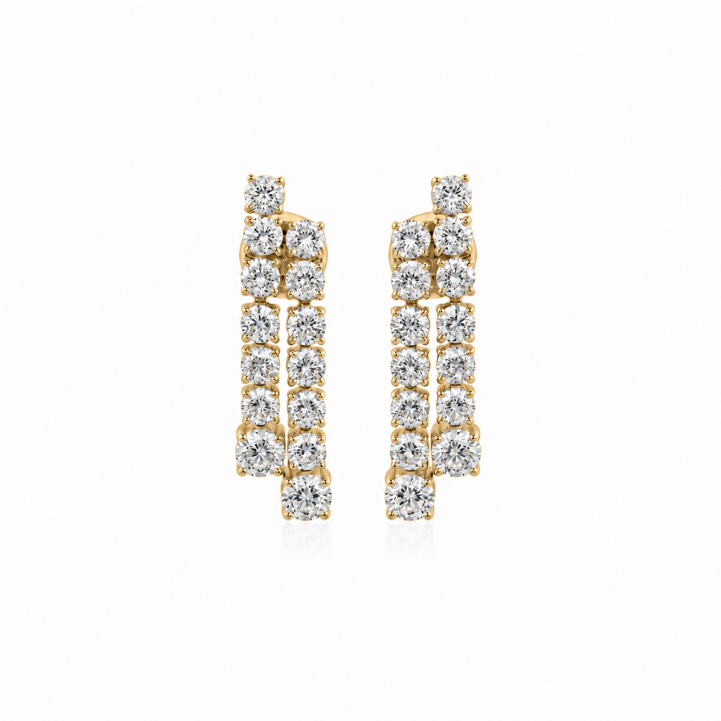 Double Diamond Drop Earrings by STUDIOHERSBY in 18K yellow gold with natural diamonds