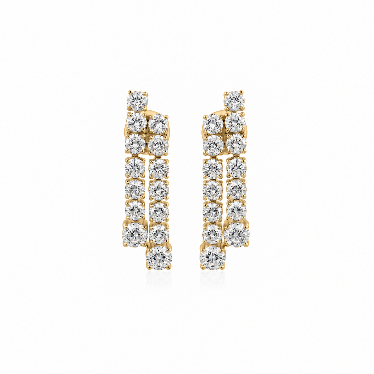 Double Diamond Drop Earrings by STUDIOHERSBY in 18K yellow gold with natural diamonds