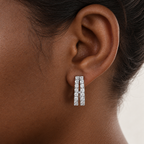 Double Line Diamond Half Hoops by STUDIOHERSBY worn on the ear