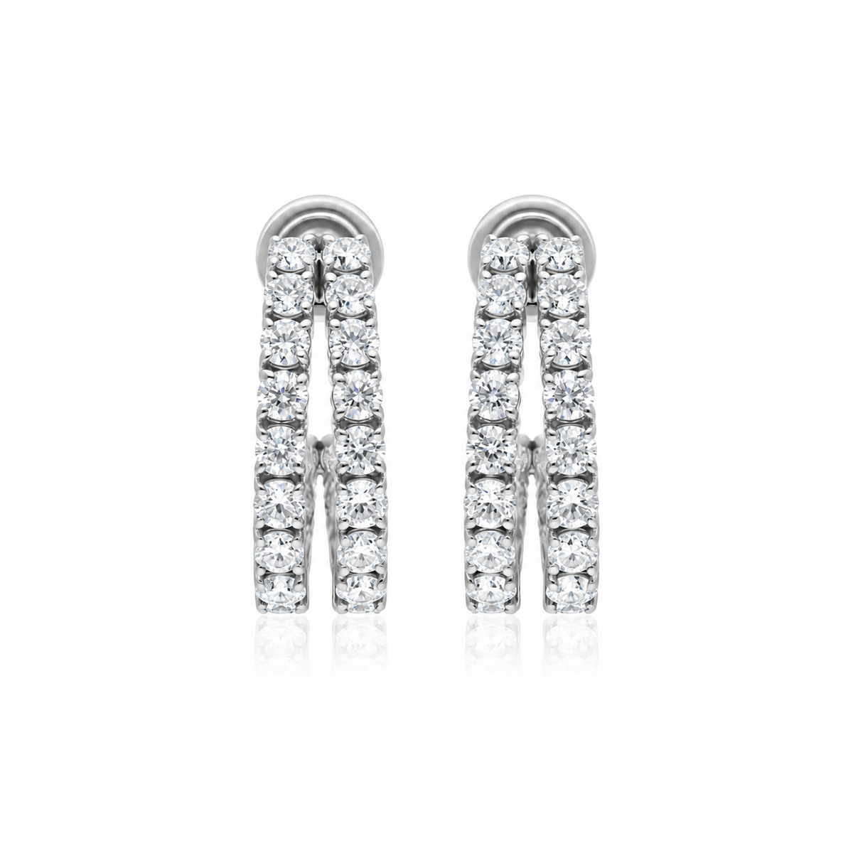 Double Line Diamond Half Hoops by STUDIOHERSBY in 18K white gold with natural diamonds