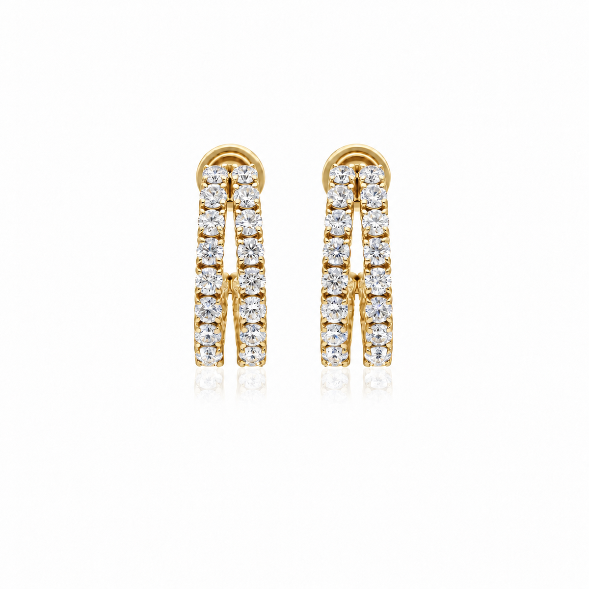 Double Line Diamond Half Hoops by STUDIOHERSBY in 18K yellow gold with natural diamonds