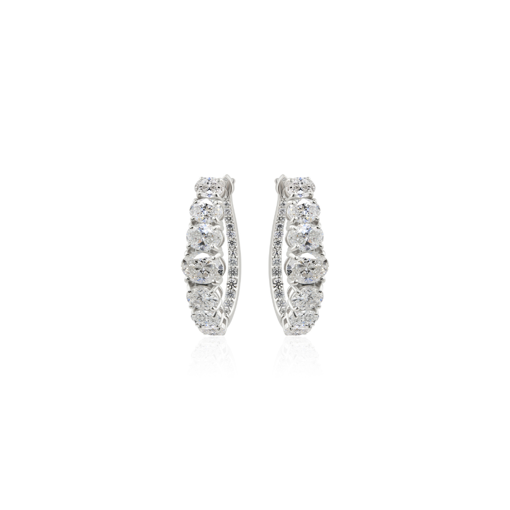 Graduated natural diamond hoop earrings in 18K white gold