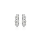 Graduated natural diamond hoop earrings in 18K white gold