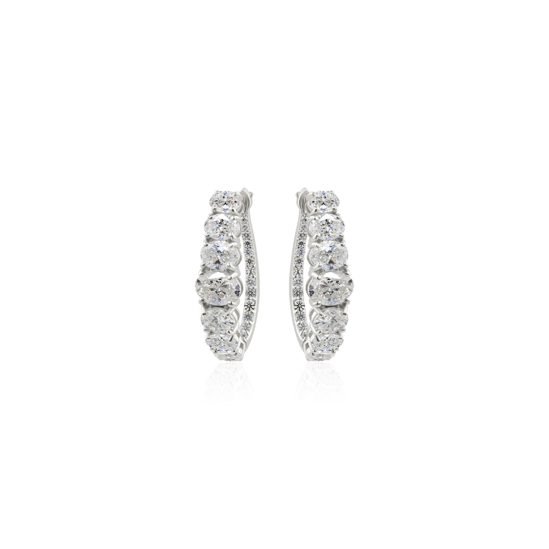 Graduated natural diamond hoop earrings in 18K white gold