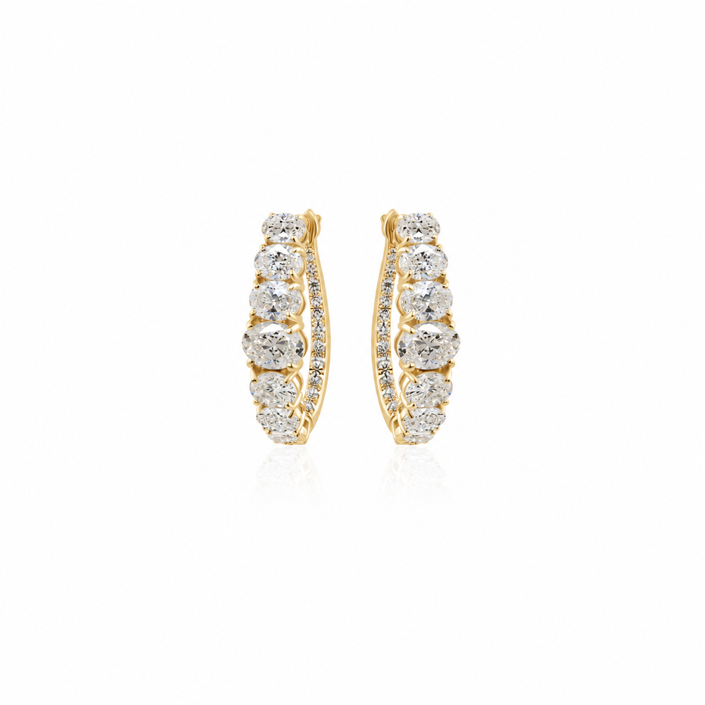 Graduated Diamond Hoops by STUDIOHERSBY in 18K yellow gold with natural diamonds