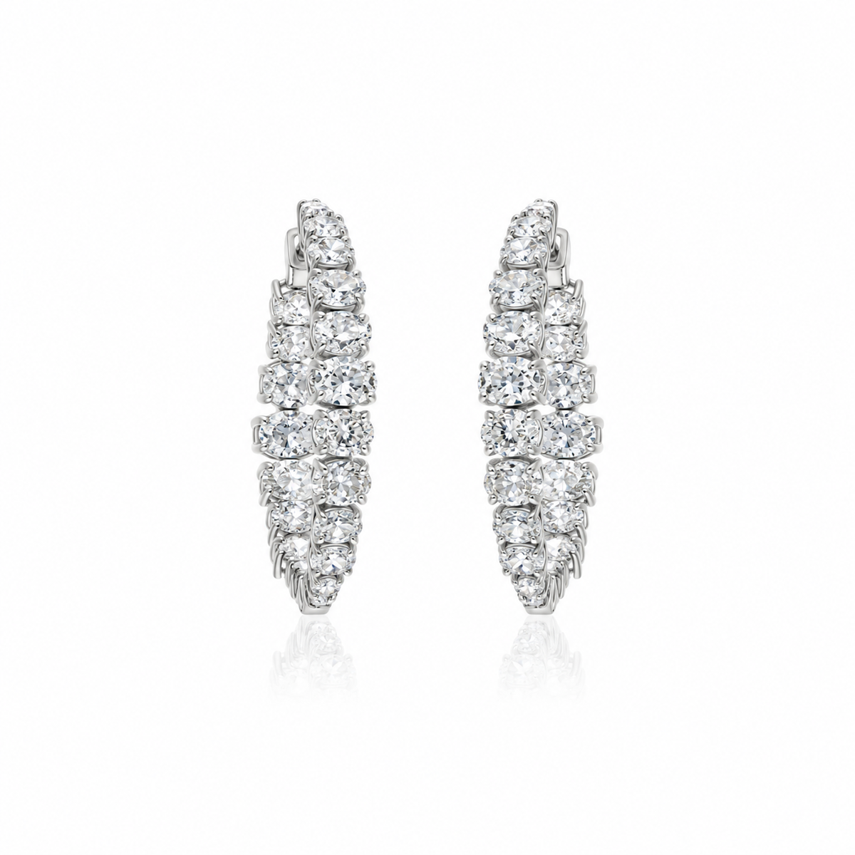Grand Oval Diamond Hoops by STUDIOHERSBY in 18K white gold with natural diamonds