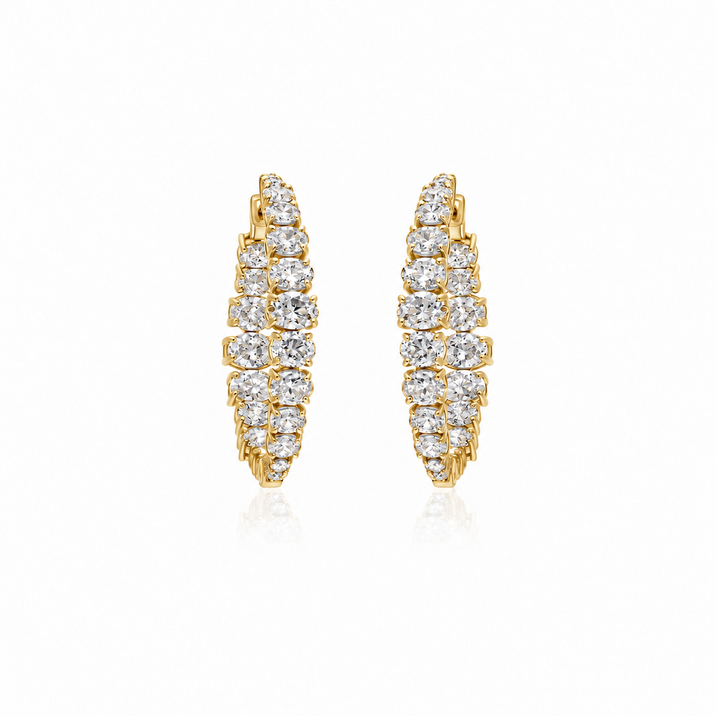 Grand Oval Diamond Hoops by STUDIOHERSBY in 18K yellow gold with natural diamonds