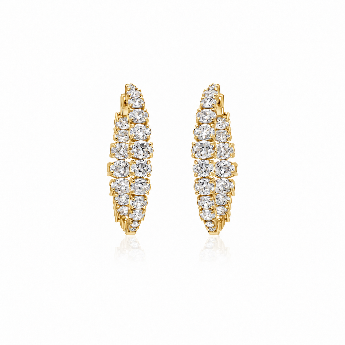 Grand Oval Diamond Hoops by STUDIOHERSBY in 18K yellow gold with natural diamonds