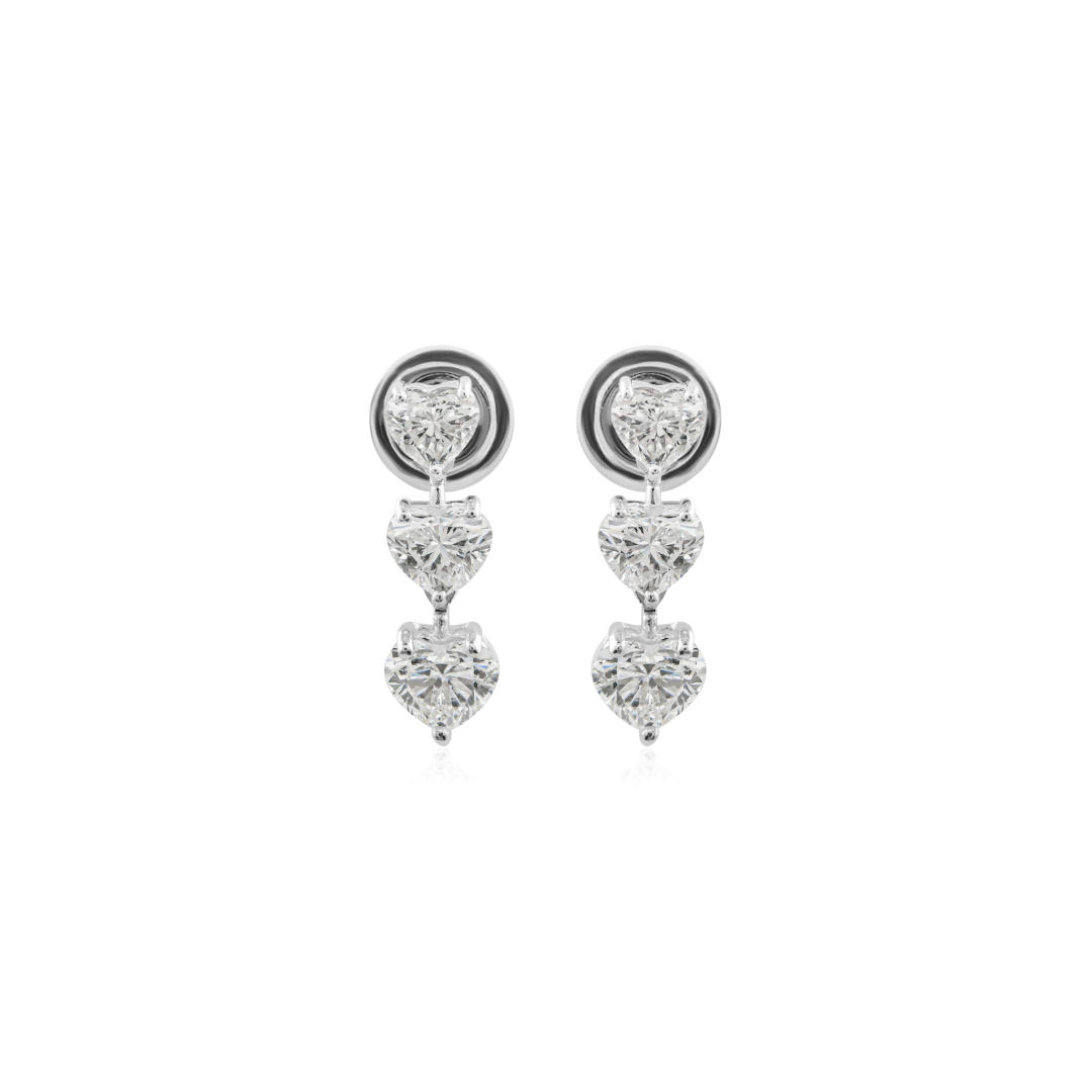 Heart Trio Drops by STUDIOHERSBY in 18K white gold with heart-cut natural diamonds
