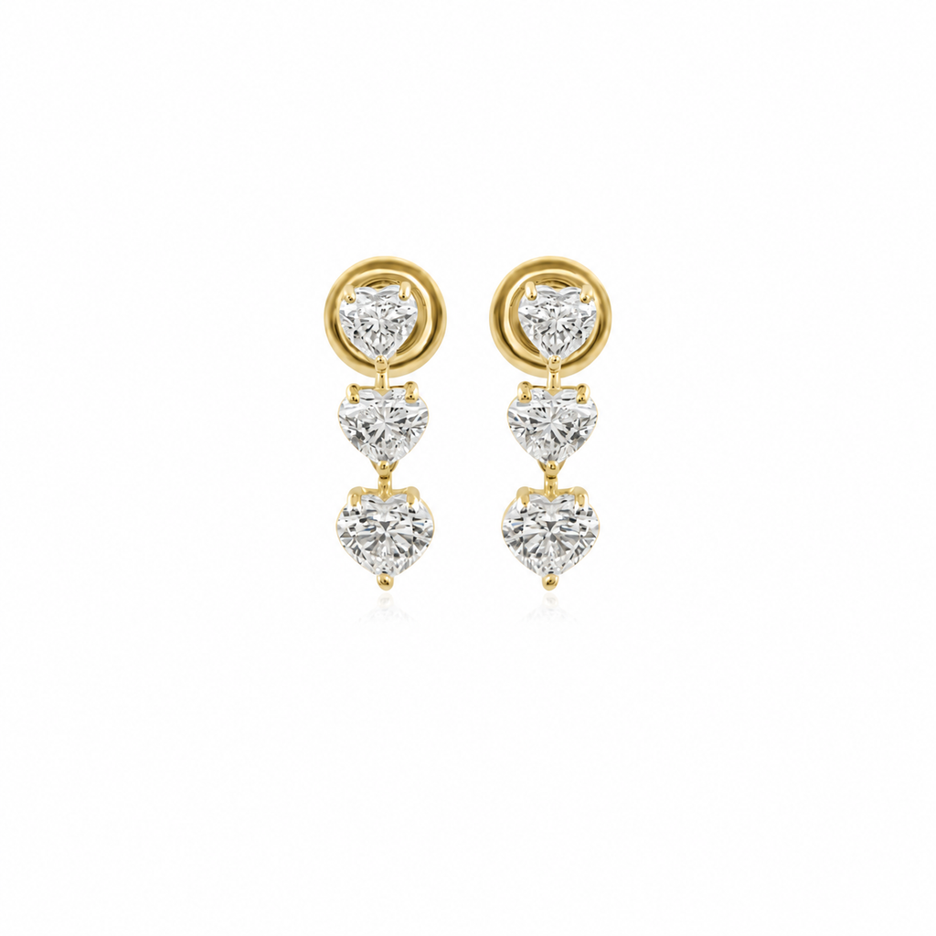 Heart Trio Drops by STUDIOHERSBY in 18K yellow gold with natural diamonds