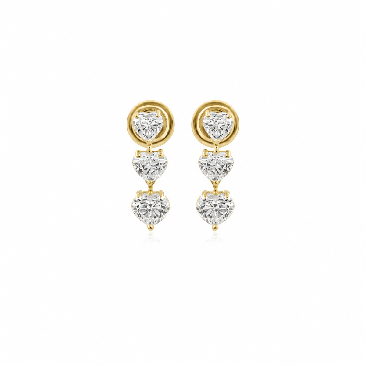Heart Trio Drops by STUDIOHERSBY in 18K yellow gold with natural diamonds