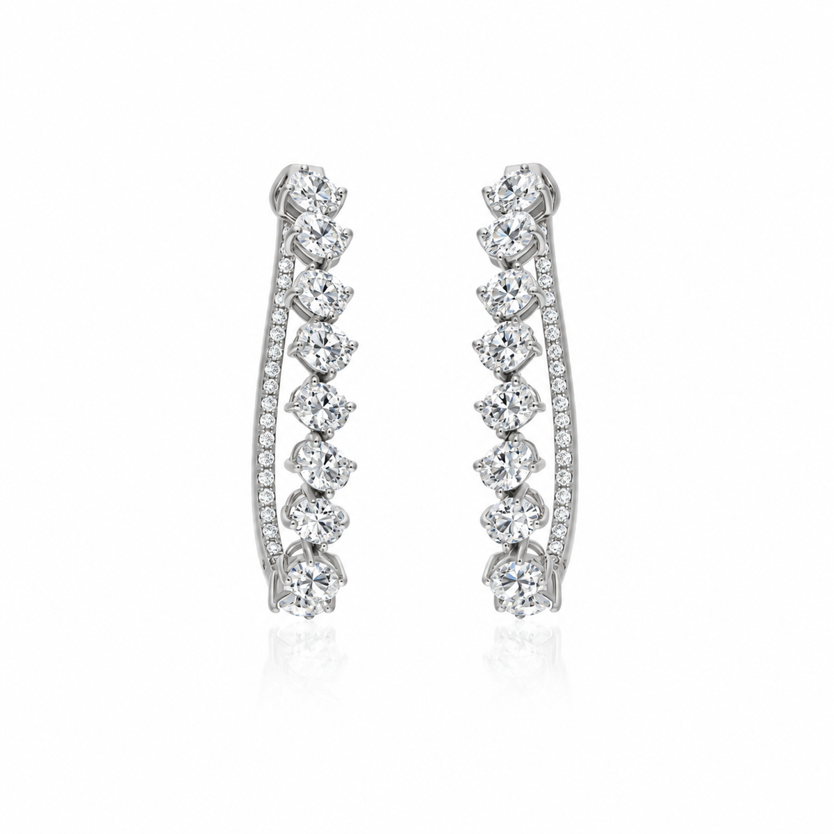 Oval Cascade Diamond Hoops by STUDIOHERSBY in 18K white gold with natural diamonds
