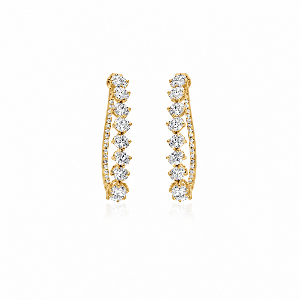 Oval Cascade Diamond Hoops by STUDIOHERSBY in 18K yellow gold with natural diamonds