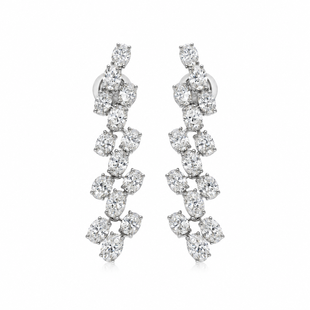 Oval Rhythm Diamond Drops by STUDIOHERSBY in 18K white gold with natural diamonds