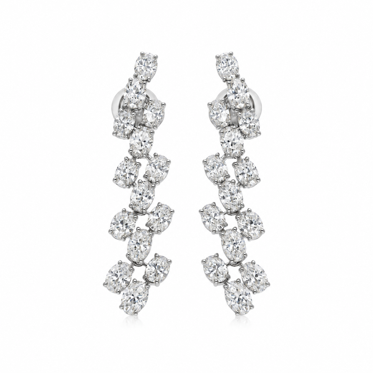 Oval Rhythm Diamond Drops by STUDIOHERSBY in 18K white gold with natural diamonds