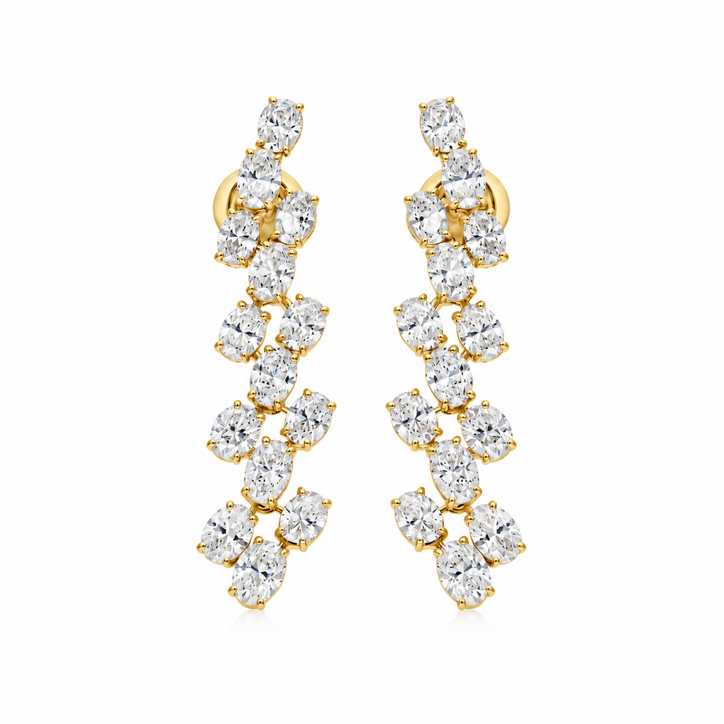 Oval Rhythm Diamond Drops by STUDIOHERSBY in 18K yellow gold with natural diamonds