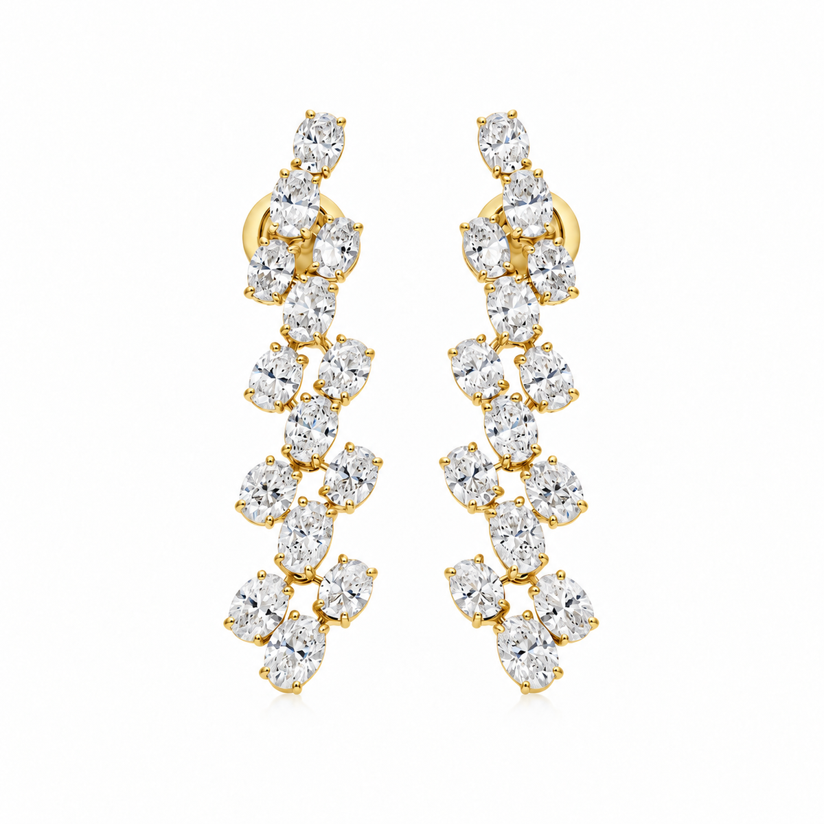 Oval Rhythm Diamond Drops by STUDIOHERSBY in 18K yellow gold with natural diamonds