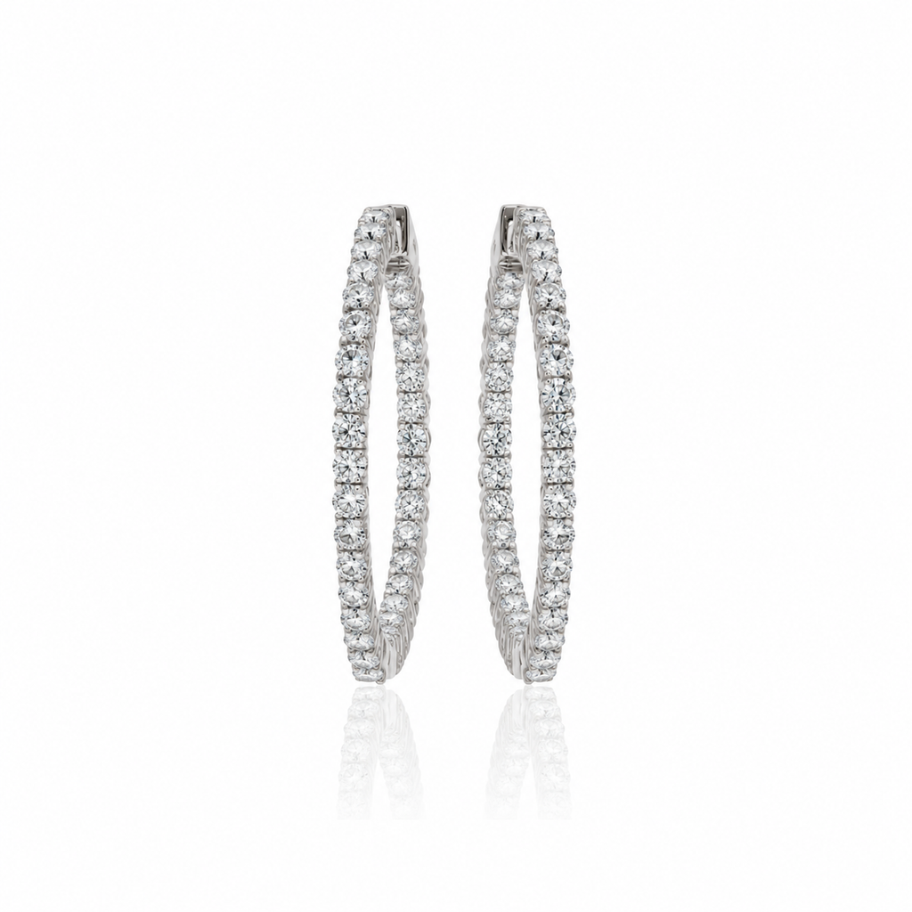 Pavé Diamond Hoops by STUDIOHERSBY in 18K white gold with natural diamonds