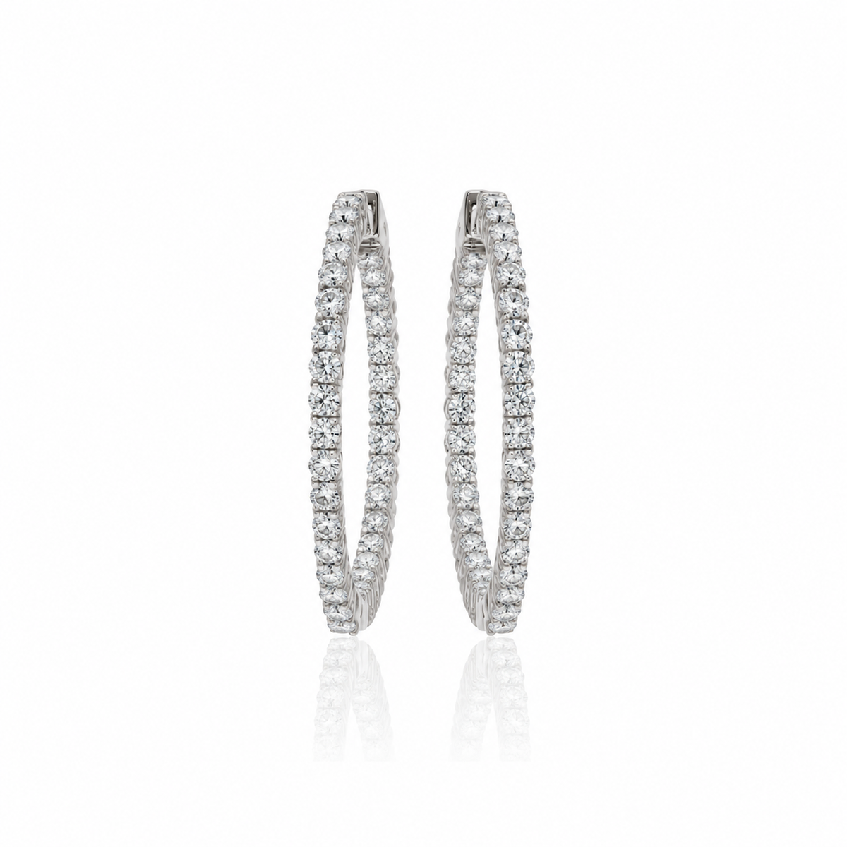 Pavé Diamond Hoops by STUDIOHERSBY in 18K white gold with natural diamonds