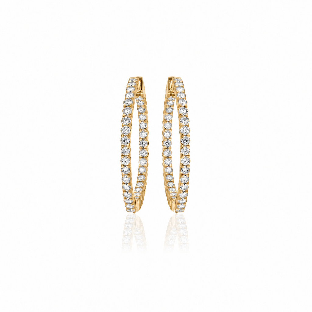 Pavé Diamond Hoops by STUDIOHERSBY in 18K yellow gold with natural diamonds