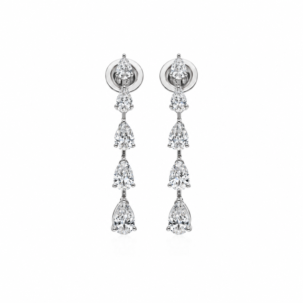 Pear Cascade Diamond Drops by STUDIOHERSBY in 18K white gold with natural diamonds