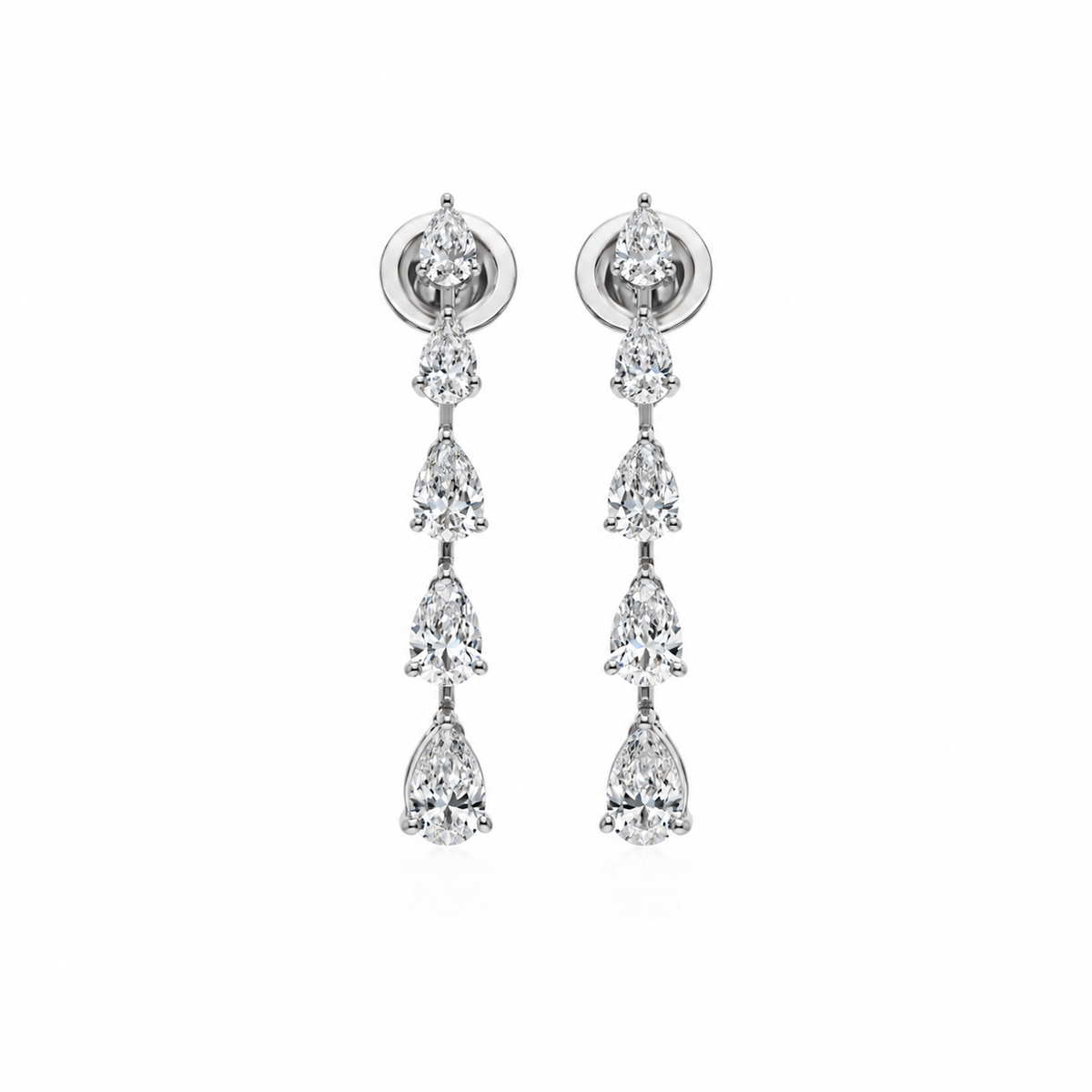 Pear Cascade Diamond Drops by STUDIOHERSBY in 18K white gold with natural diamonds