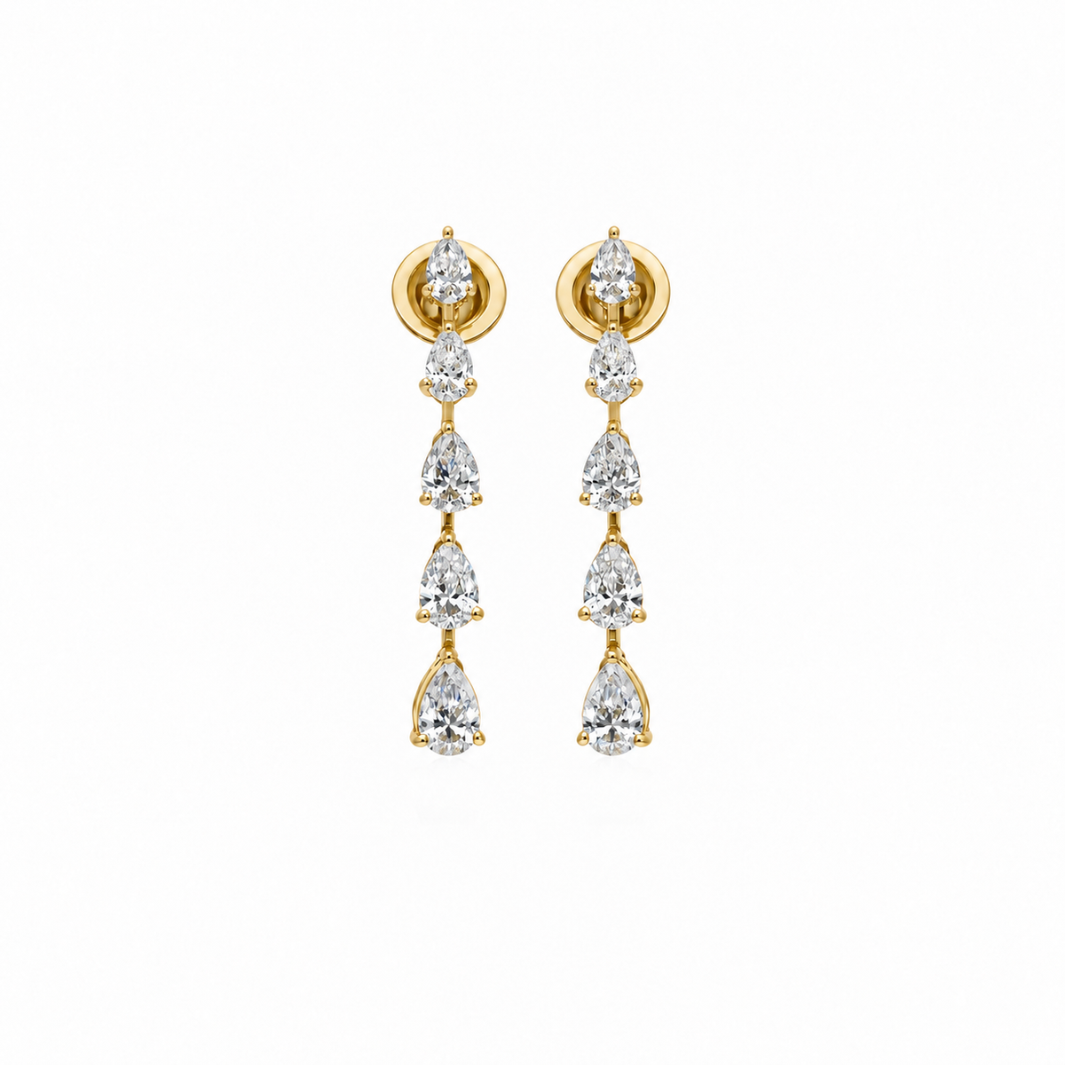 Pear Cascade Diamond Drops by STUDIOHERSBY in 18K yellow gold with natural diamonds