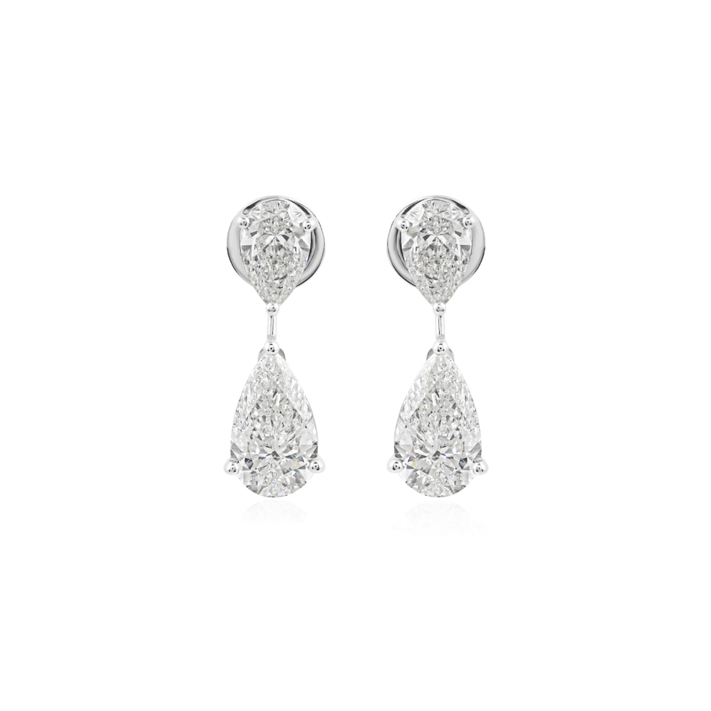 Pear Duo Diamond Drops by STUDIOHERSBY in 18K white gold with natural diamonds
