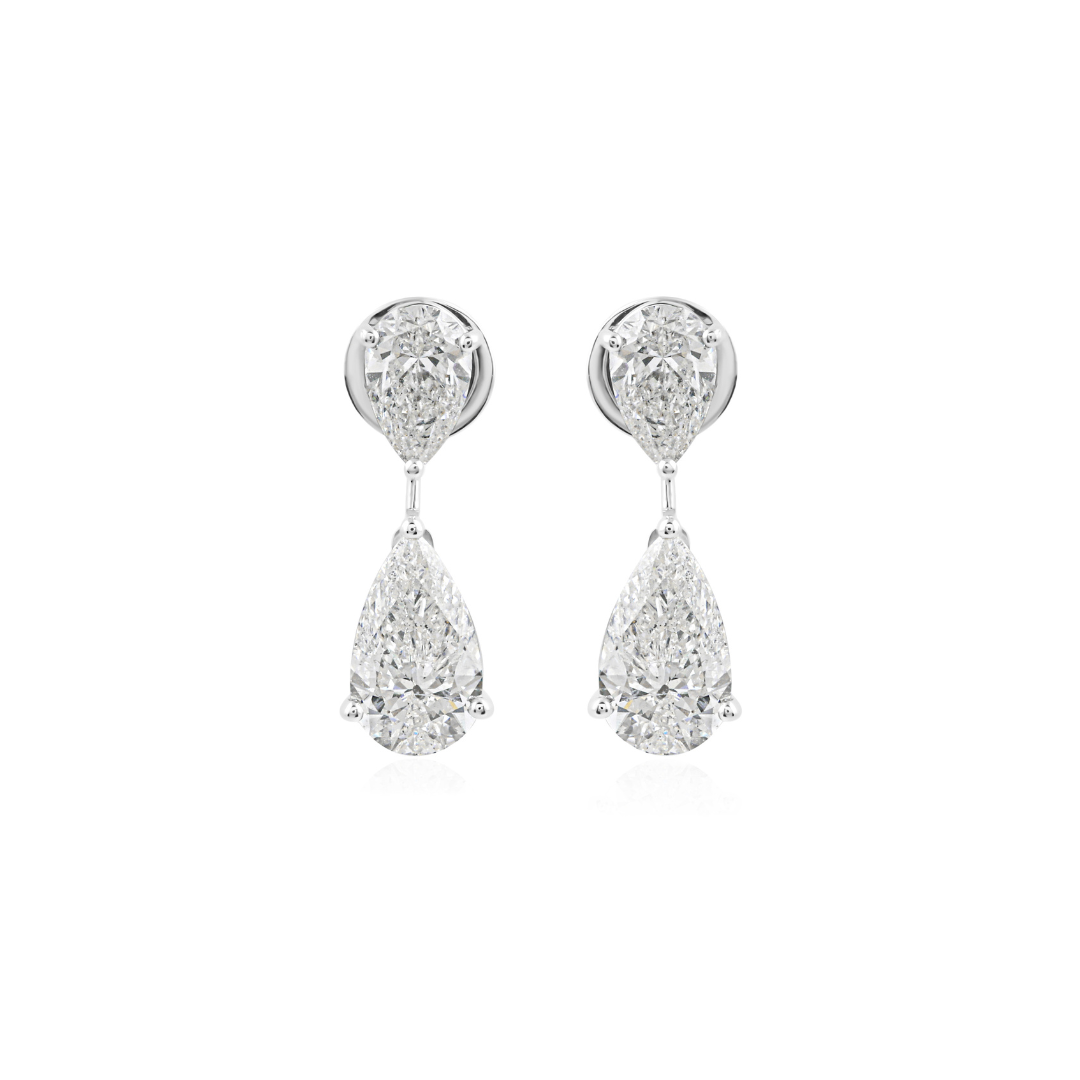 Pear Duo Diamond Drops by STUDIOHERSBY in 18K white gold with natural diamonds