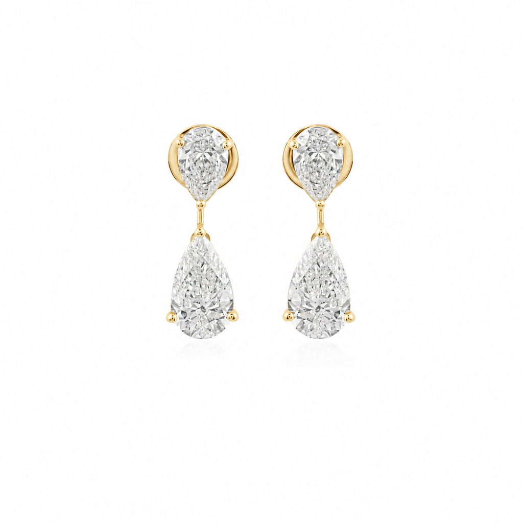 Pear Duo Diamond Drops by STUDIOHERSBY in 18K yellow gold with natural diamonds