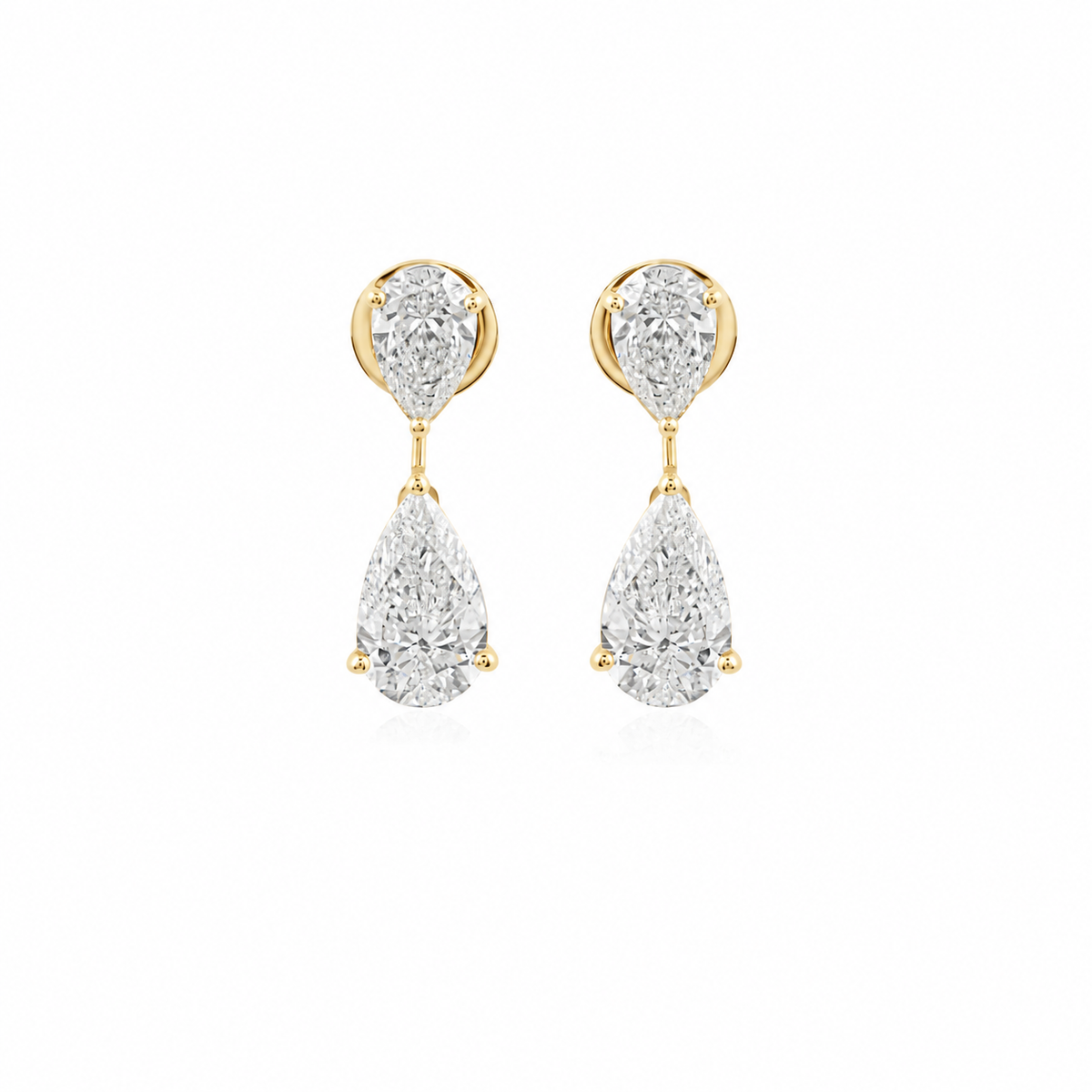 Pear Duo Diamond Drops by STUDIOHERSBY in 18K yellow gold with natural diamonds
