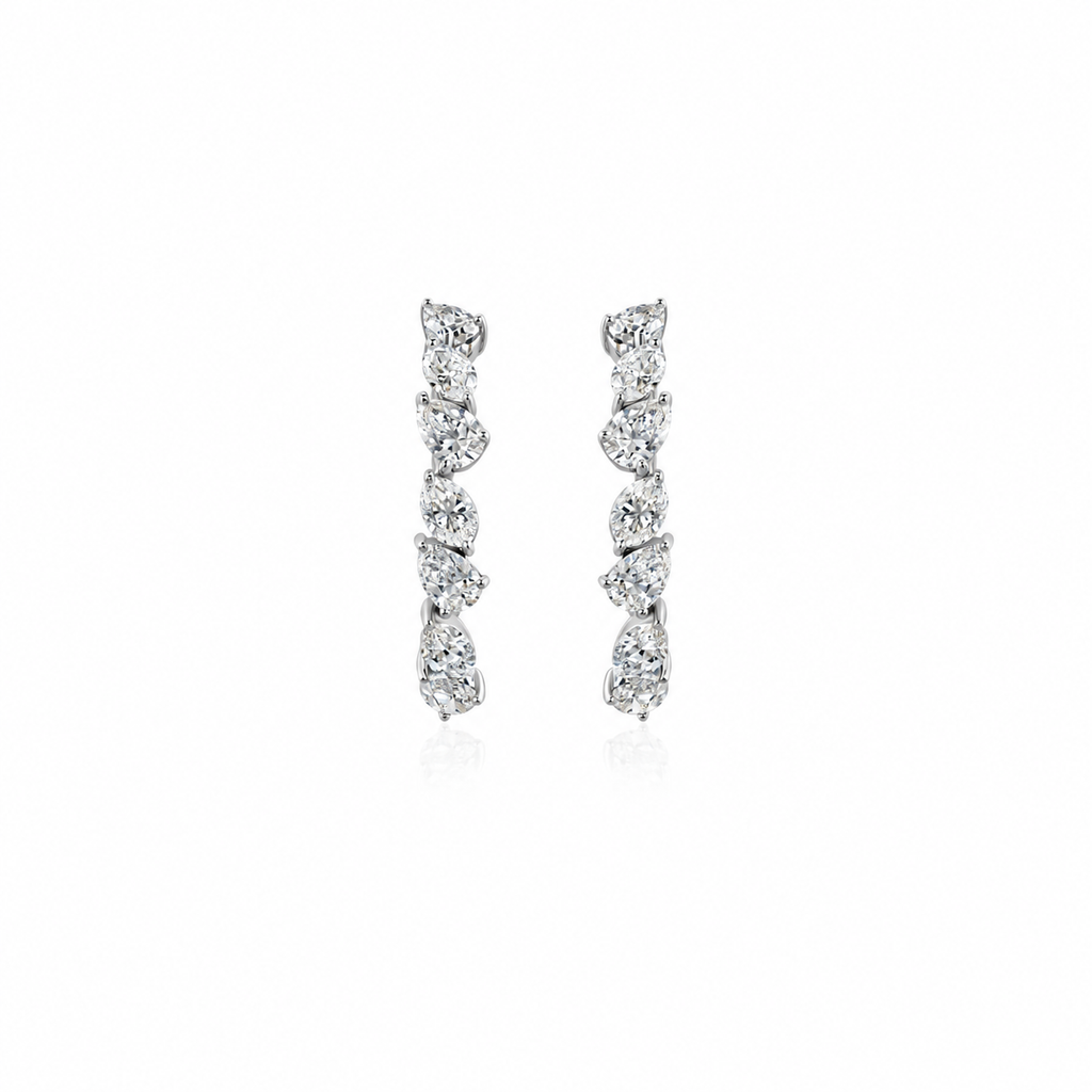 Pear Marquise Diamond Hoops by STUDIOHERSBY in 18K white gold with natural diamonds