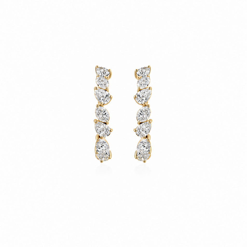Pear Marquise Diamond Hoops by STUDIOHERSBY in 18K yellow gold with natural diamonds