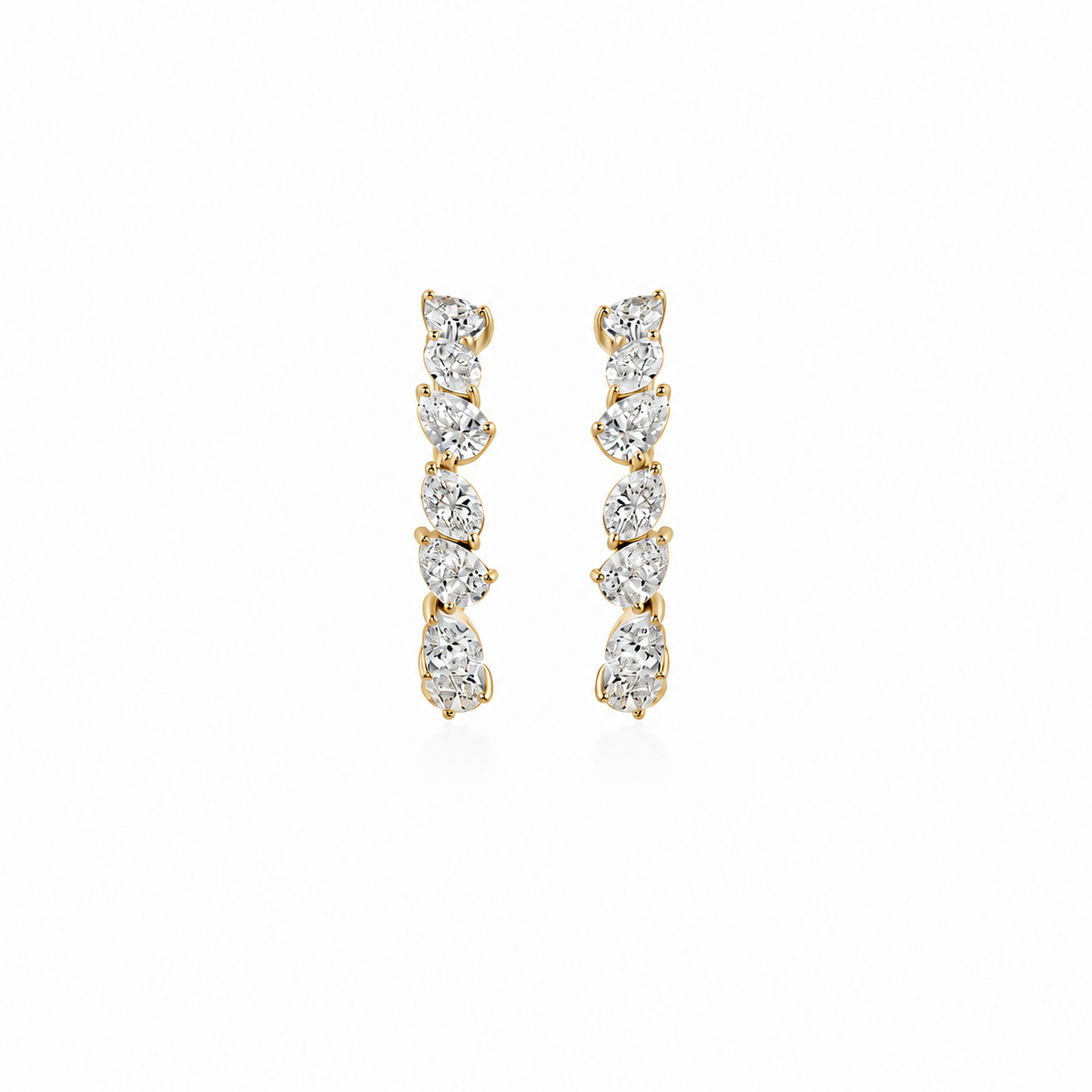 Pear Marquise Diamond Hoops by STUDIOHERSBY in 18K yellow gold with natural diamonds