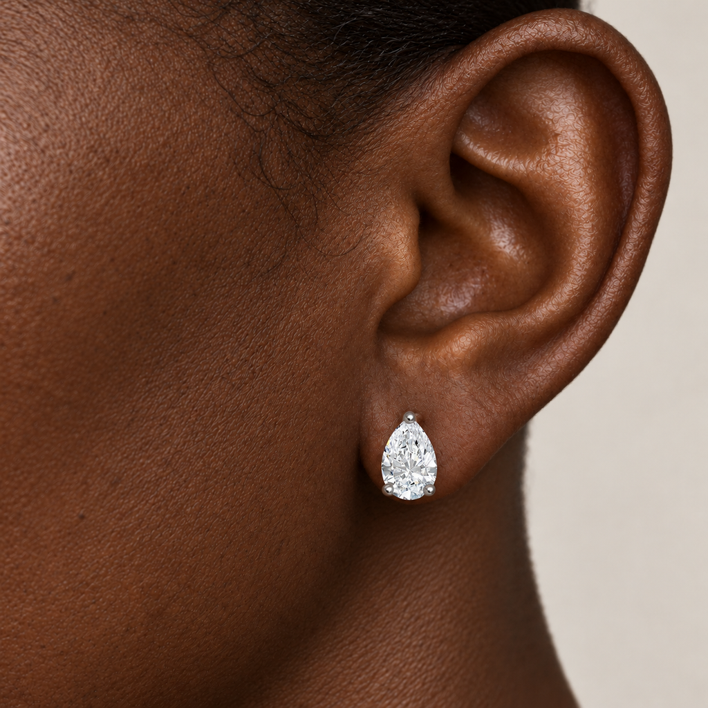 Pear Solaria Stud by STUDIOHERSBY worn on the ear