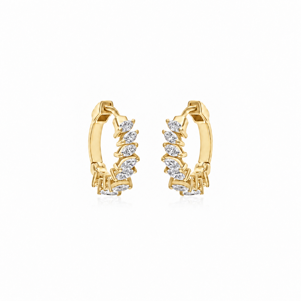 Petit Marquise Diamond Hoops by STUDIOHERSBY in 18K yellow gold with natural diamonds