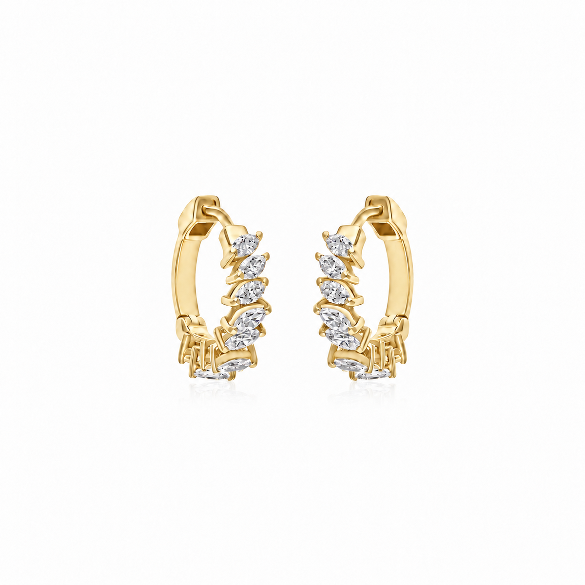 Petit Marquise Diamond Hoops by STUDIOHERSBY in 18K yellow gold with natural diamonds