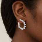 Round Diamond Open Hoops by STUDIOHERSBY worn on the ear