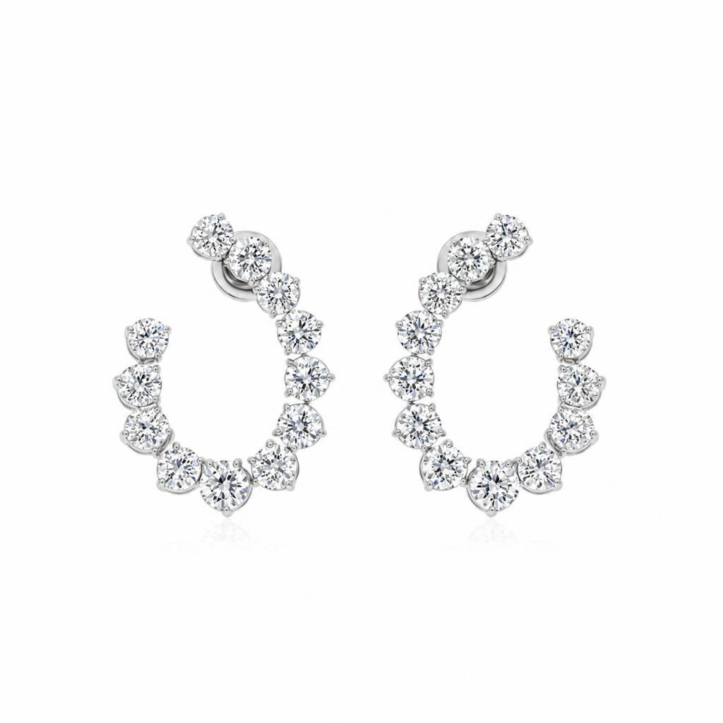 Round Diamond Open Hoops by STUDIOHERSBY in 18K white gold with natural diamonds
