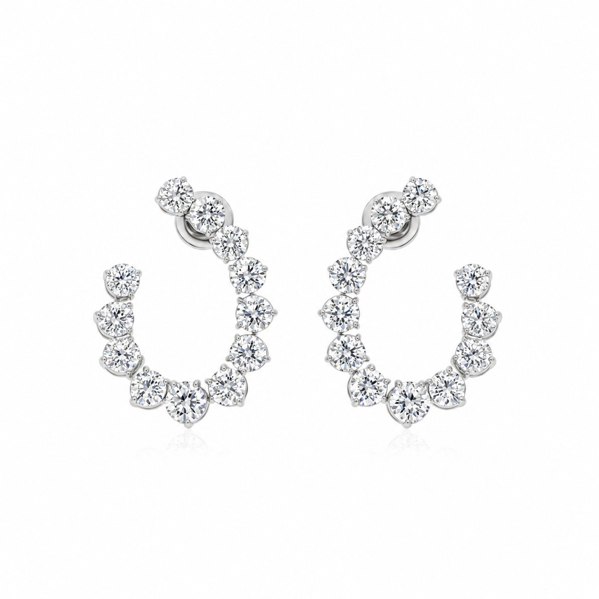 Round Diamond Open Hoops by STUDIOHERSBY in 18K white gold with natural diamonds