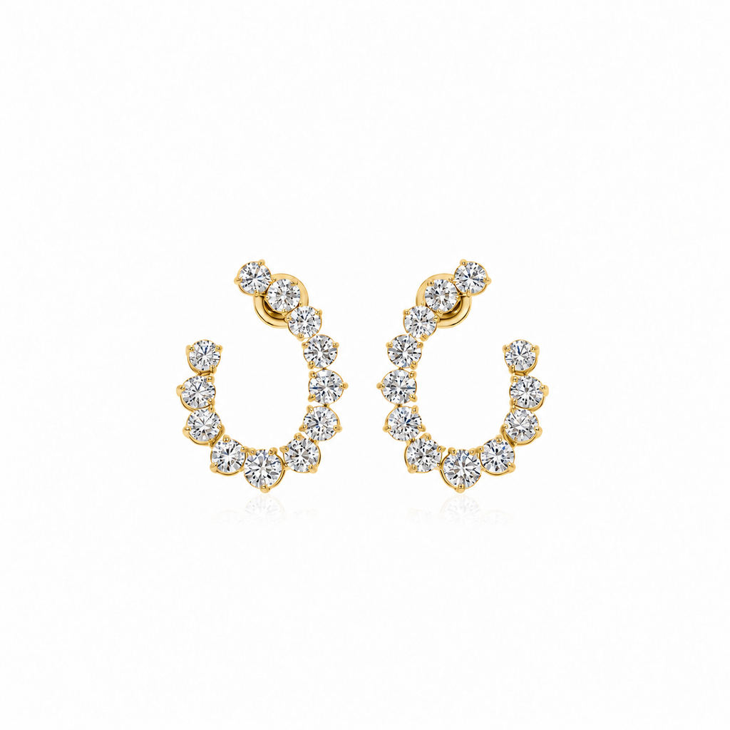 Round Diamond Open Hoops by STUDIOHERSBY in 18K yellow gold with natural diamonds